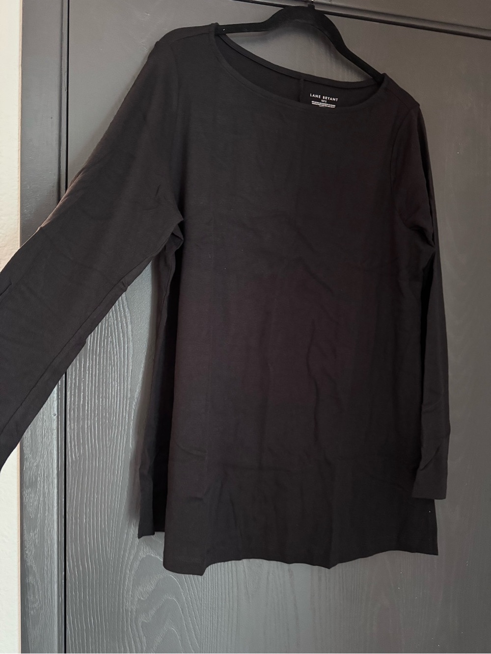 NWT Lane Bryant Black Long Sleeve Boatneck Tunic Top, size 10/12